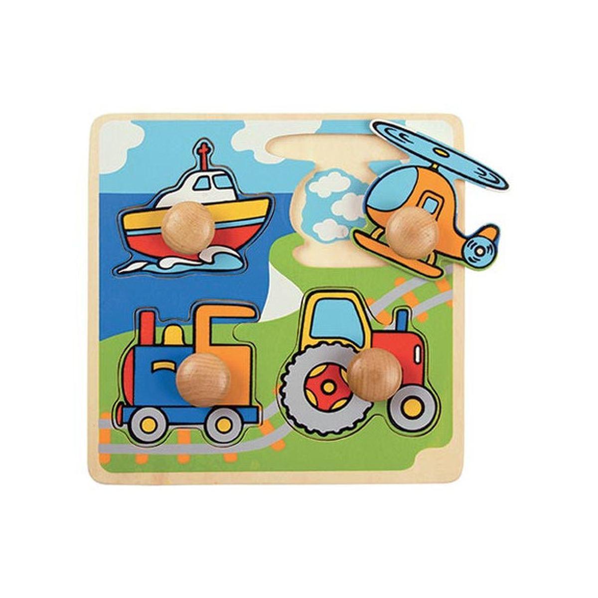 Puzzle in legno pomelloni - mezzi di trasporto - (4 pezzi) - cm.20 x 20