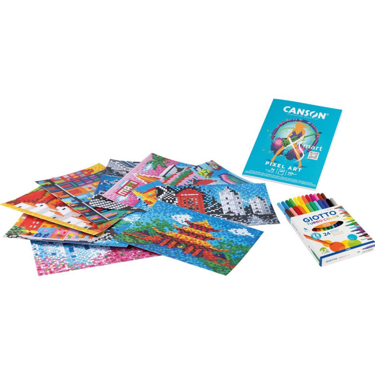 Gioco creativo giotto art lab pixel art postcards
