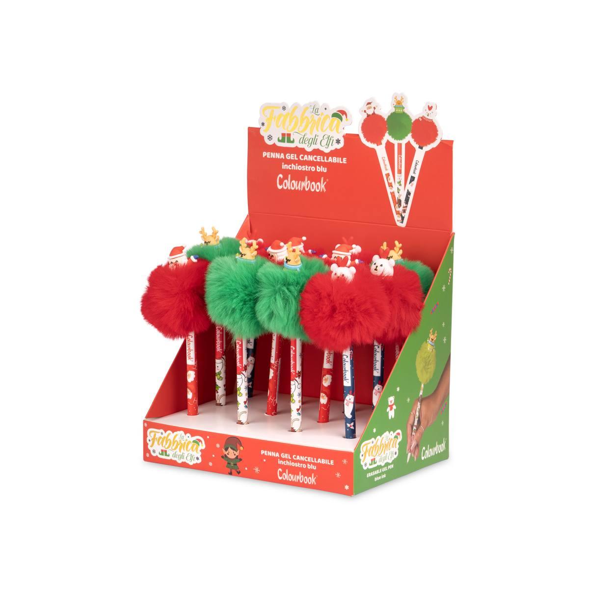 Penna puff natalizia con pon pon  colourbook