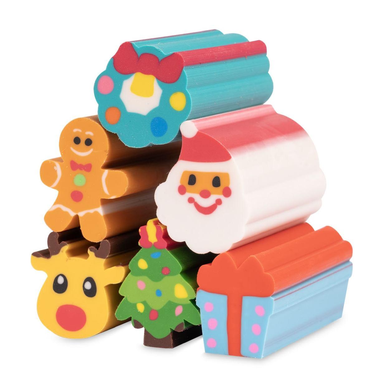 Gommine da collezione natalizie  6 pz la fabbrica degli elfi