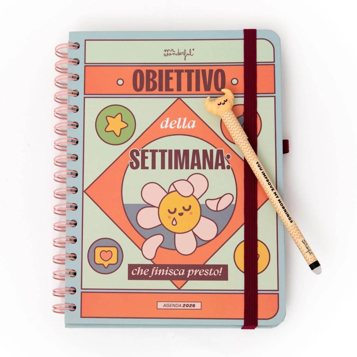 Agenda wonder piccola 2026 settimanale - obiettivo della settimana: che finisca presto!