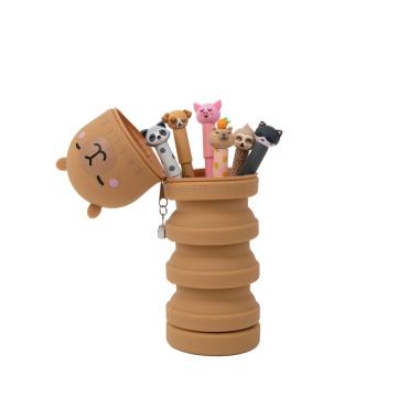 Set di 6 penne cancellabili bo-bo + astuccio estensibile slilicone capibara