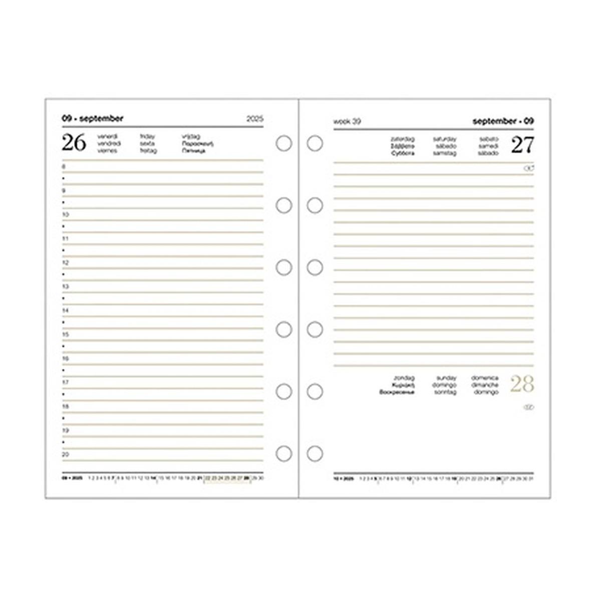Ricambio organizer giornaliero - 6 fori - 9,5 x 17 cm