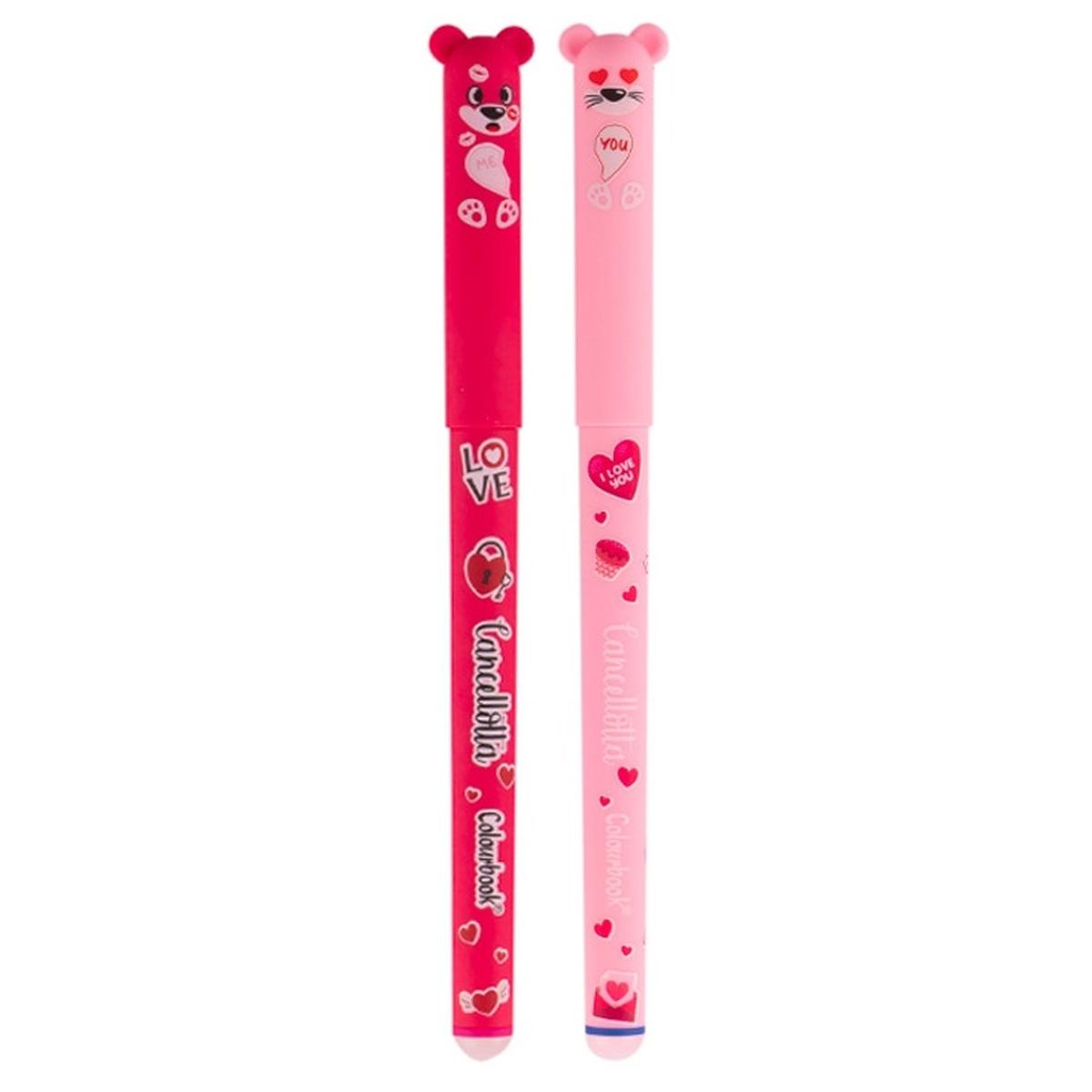 Penne cancellabili in love colourbook  set 2 colori blu/rosso