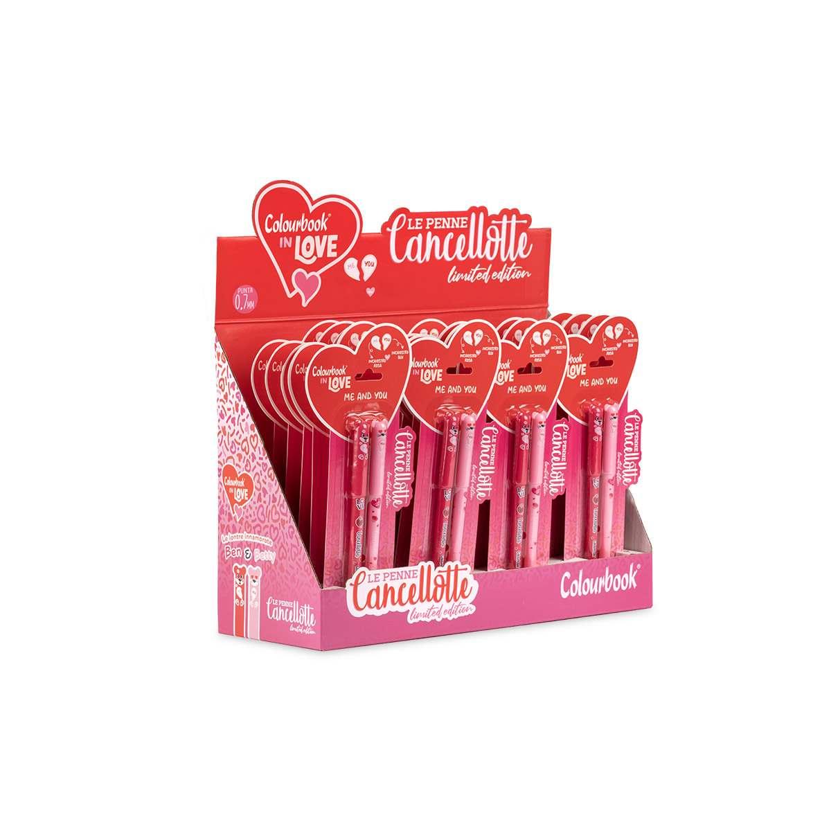 Penne cancellabili in love colourbook  set 2 colori blu/rosso