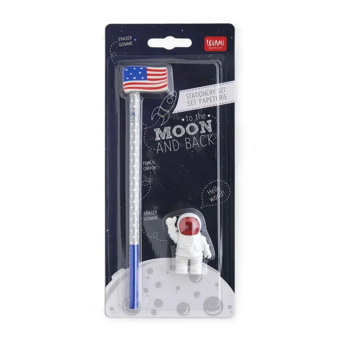 Legami set di 2 gomme e 1 matita - to the moon and back