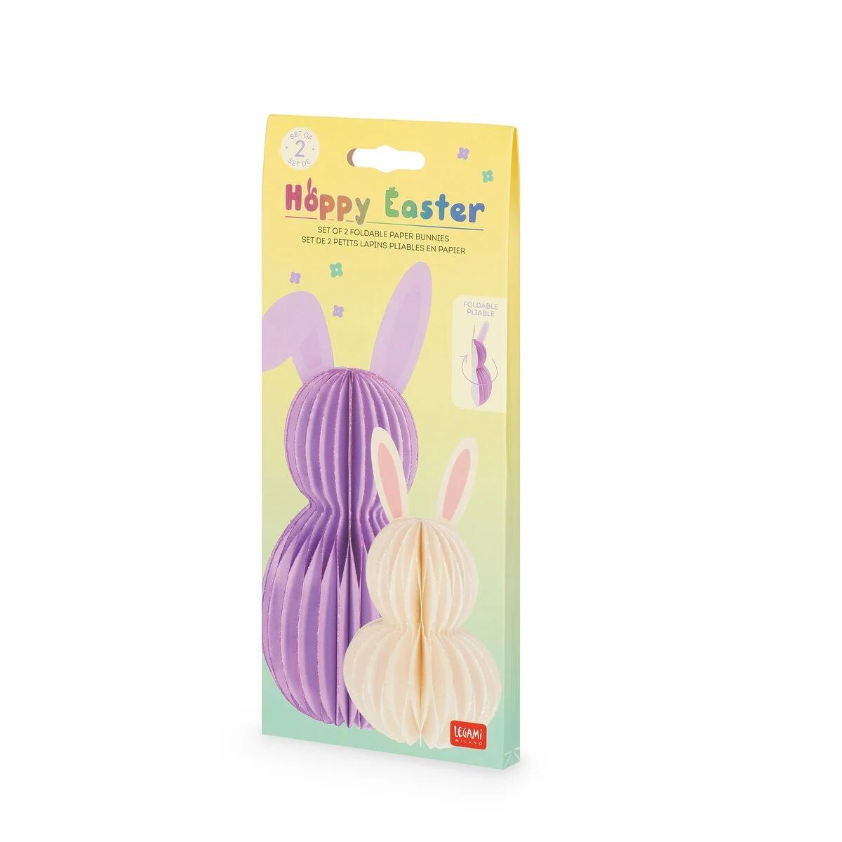 Set di 2 coniglietti pieghevoli in carta - hoppy easter