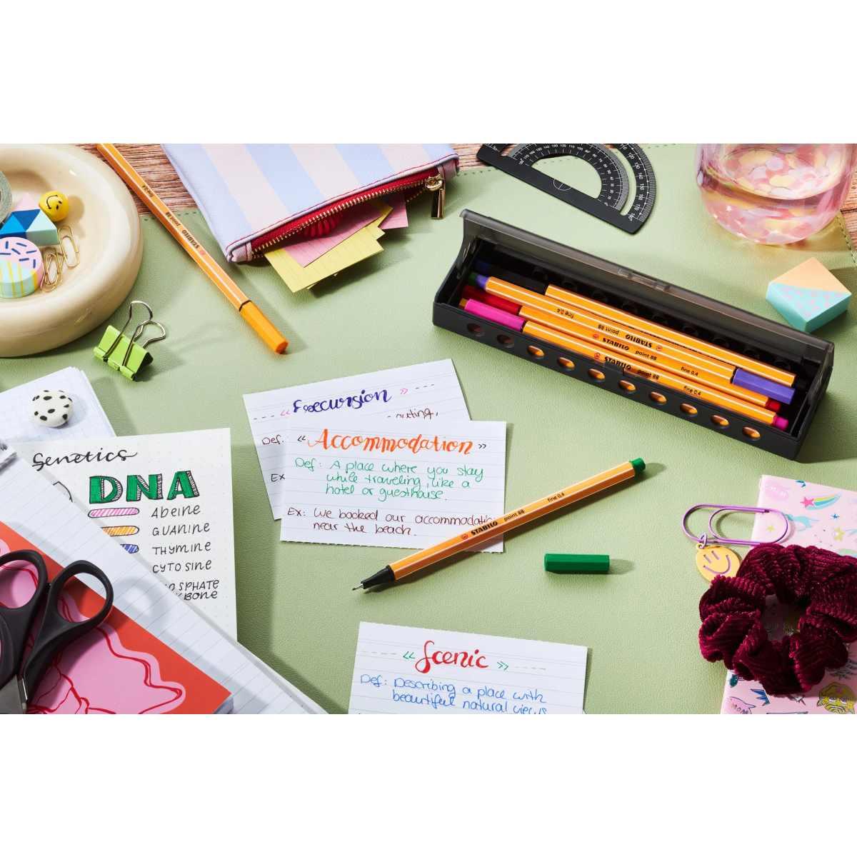 Penna fineliner stabilo point 88 click set con 10 colori