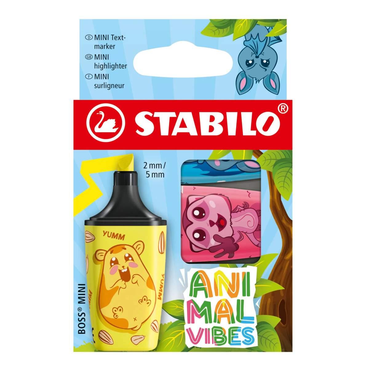 Evidenziatore stabilo boss mini animal vibes - 3 pz
