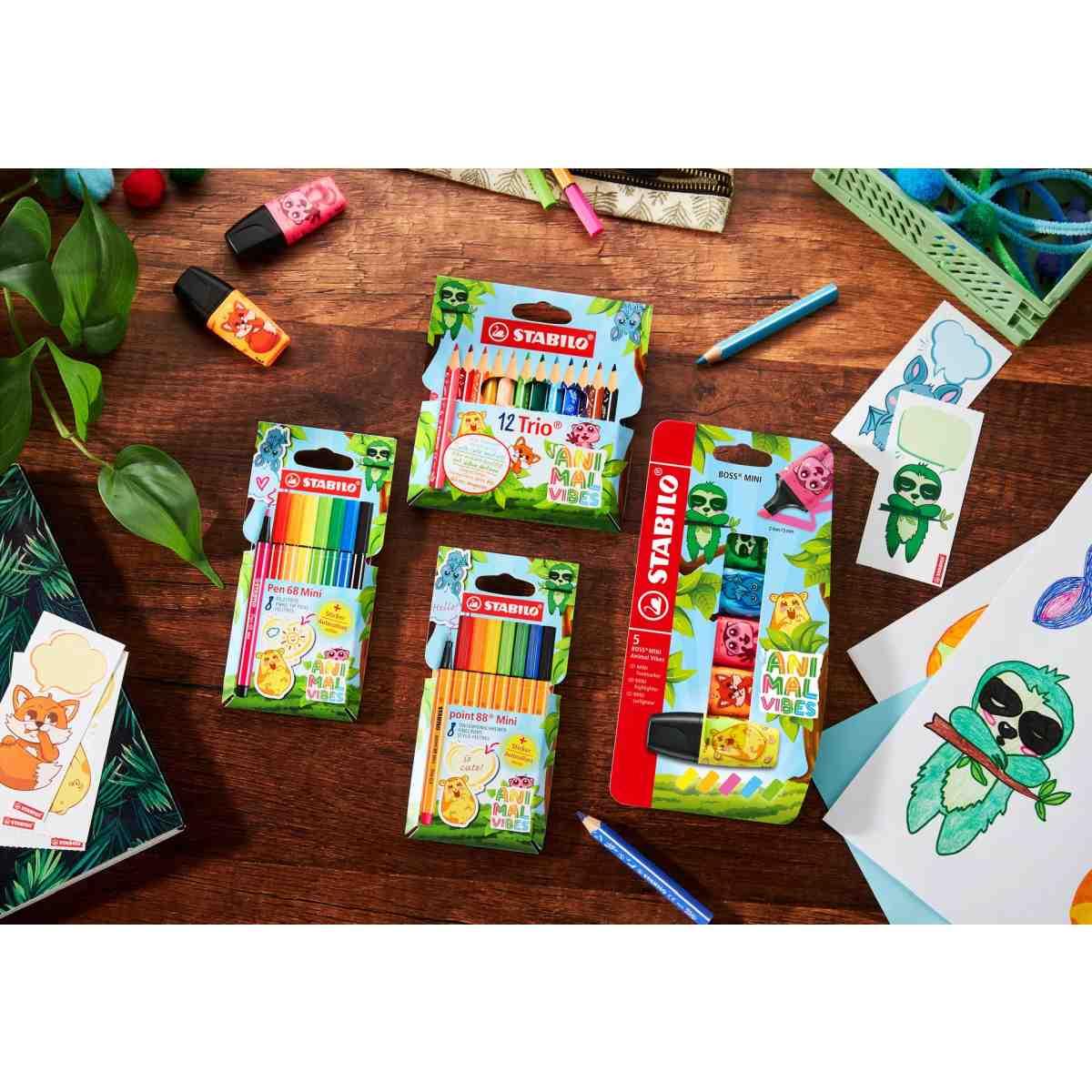 Evidenziatore stabilo boss mini animal vibes - 3 pz