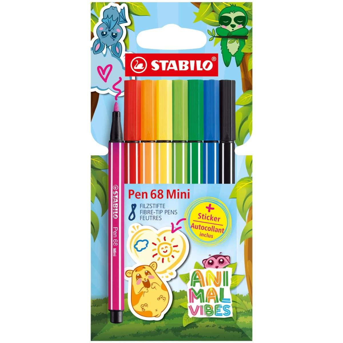 Pennarello stabilo pen 68 mini animal vibes - 8 pz