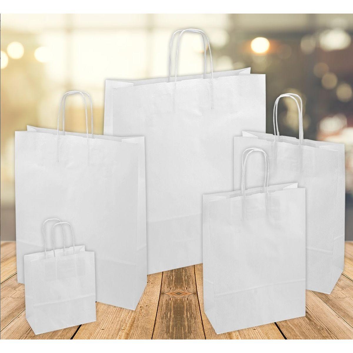 Shopper bianco kraft monolucido - 22 x 10 x 32 cm