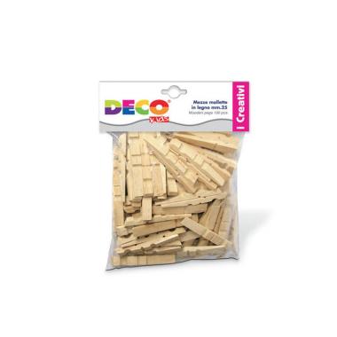 Deco - mezze mollette in legno naturale - 25 mm - 100pz