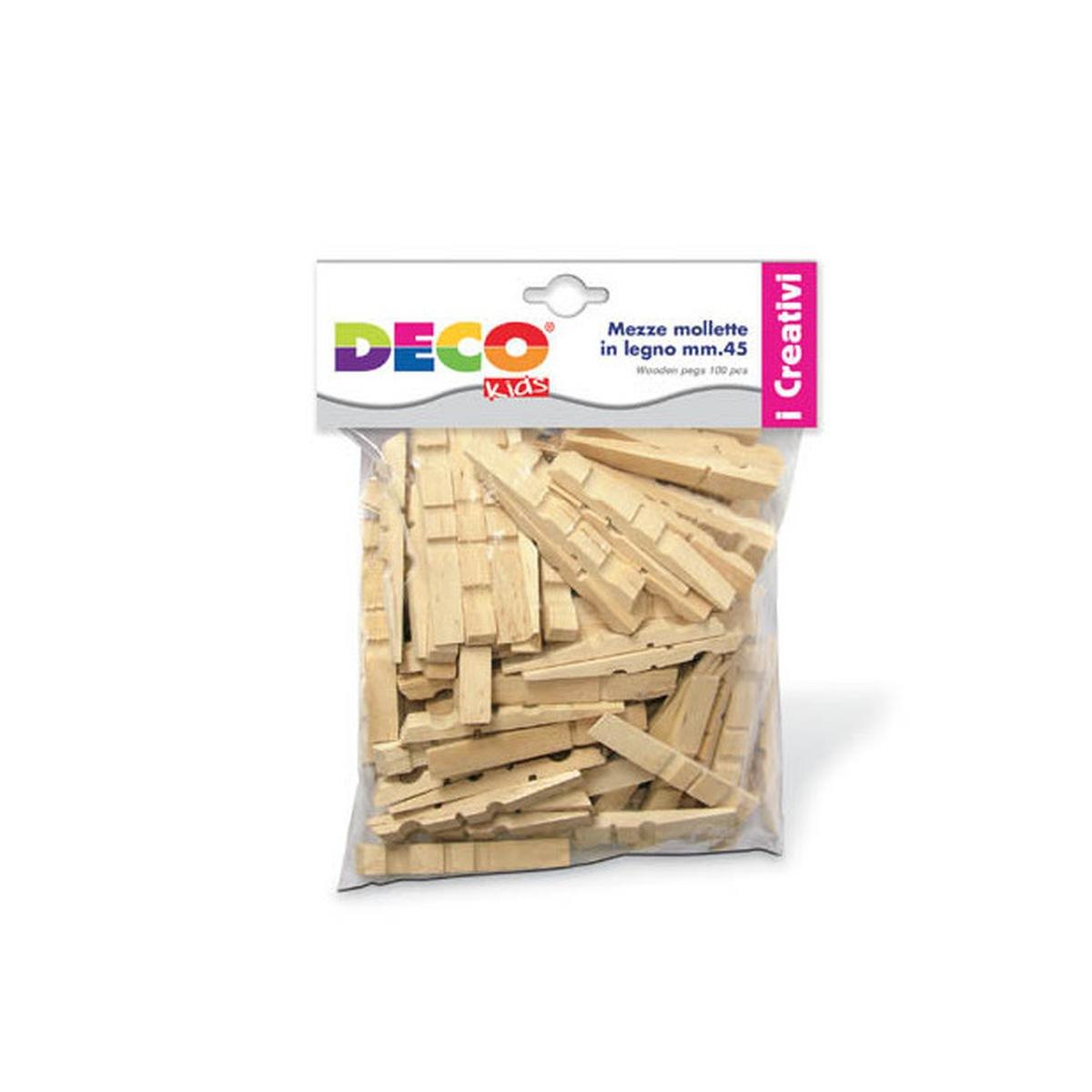 Deco - mezze mollette in legno natuarle - 45 mm - 100pz