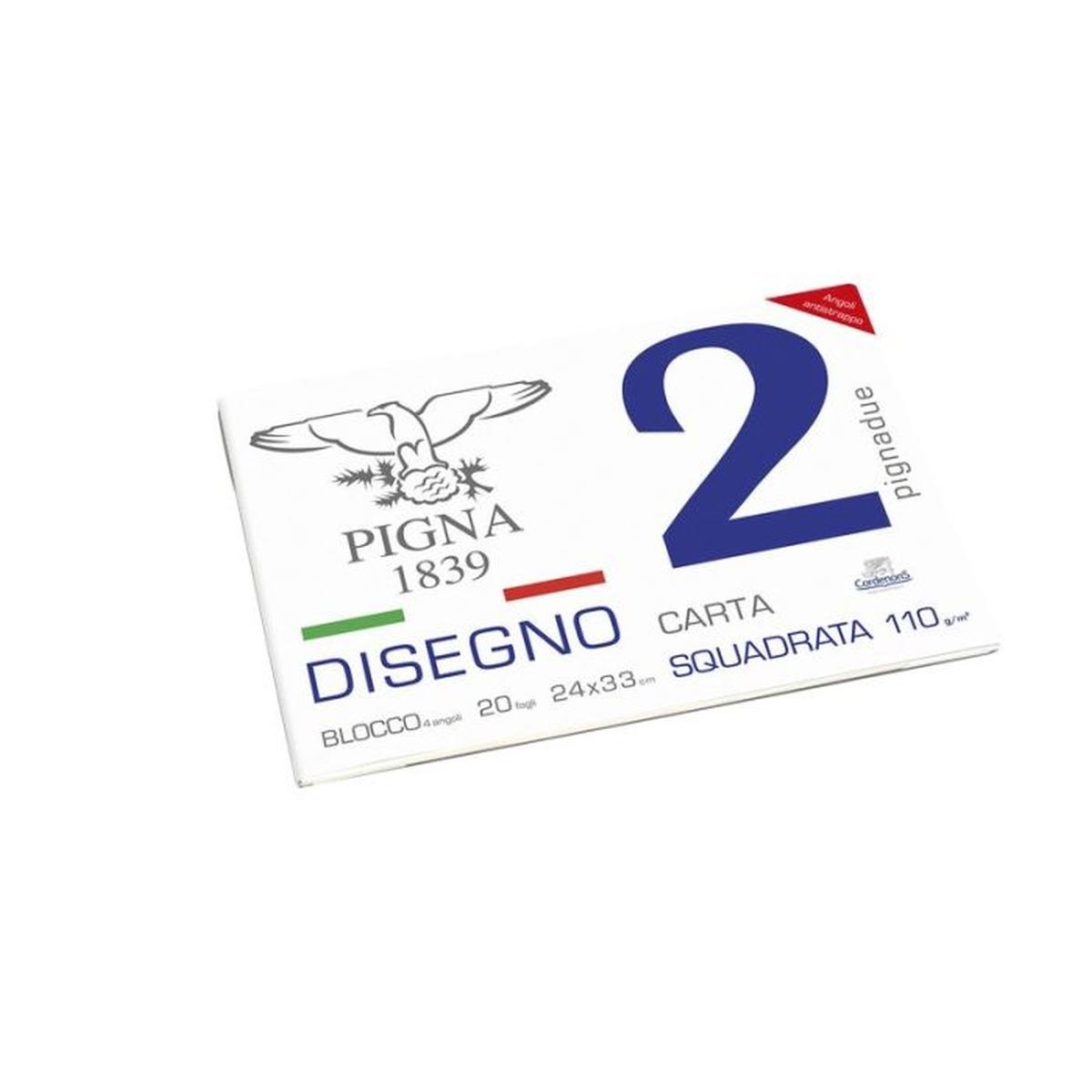 Pigna - album disegno 4 angoli - carta liscia riquadrata - 20 fg - 110 gr - 24 x 33 cm