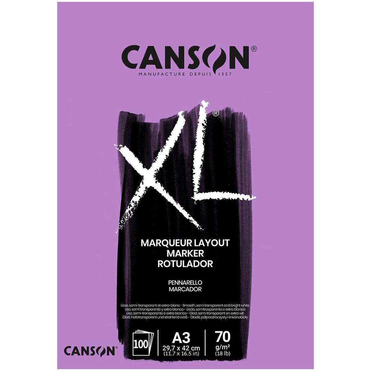 Canson - album xl marker - grana liscia - a3 - 70 gr - 100 fg