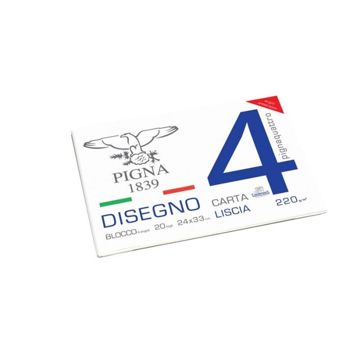 Pigna - album disegno 4 angoli - carta liscia - 20 fg - 200 gr - 24 x 33 cm