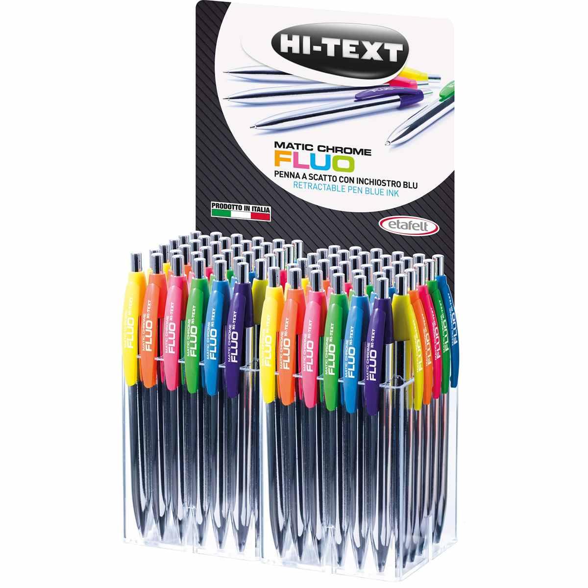 Hi-text matic chrome fluo 908 - penna a scatto - tratto 1 mm - inchiostro blu