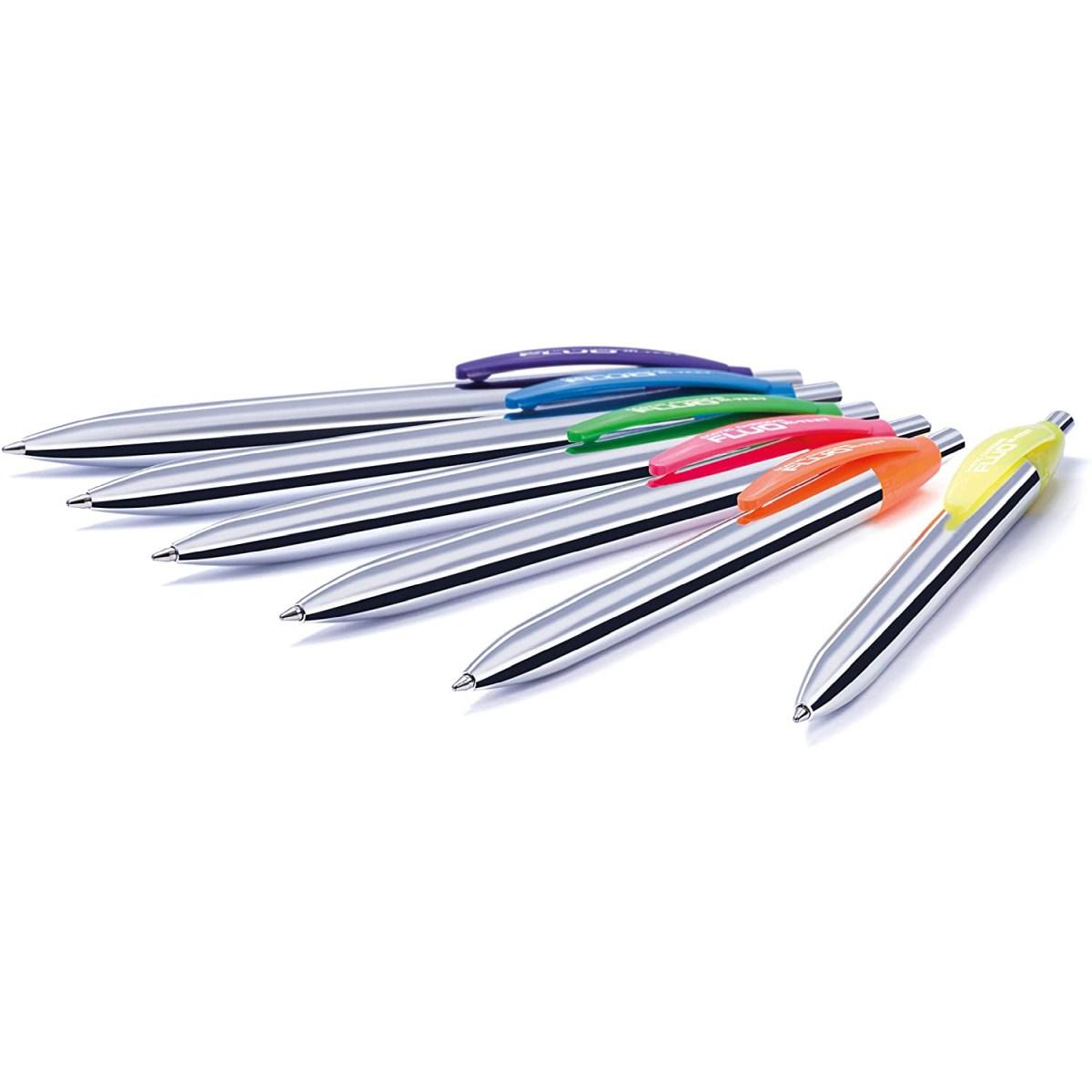 Hi-text matic chrome fluo 908 - penna a scatto - tratto 1 mm - inchiostro blu