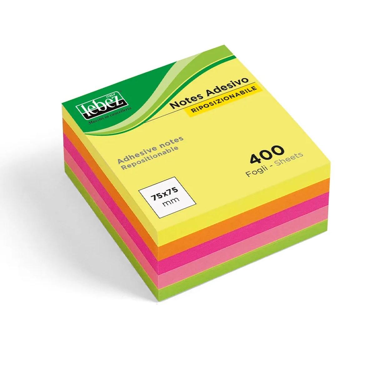 Lebez - memo stick adesivi  - 400 fg - 75 x 75 mm