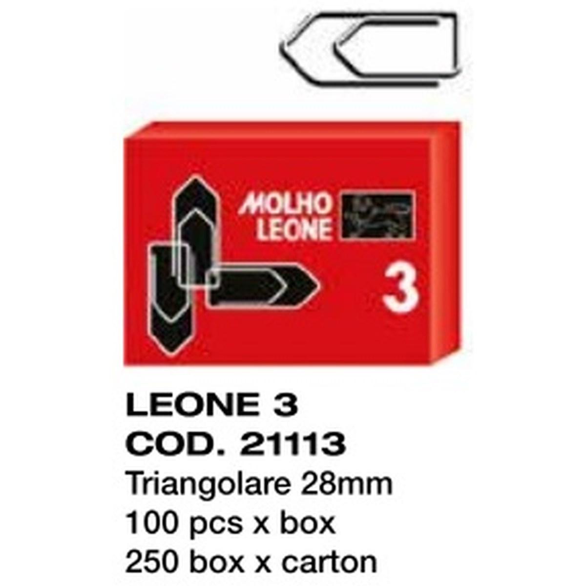 Molho leone - fermagli zincati n. 3 triangolare 28 mm - 100 pz