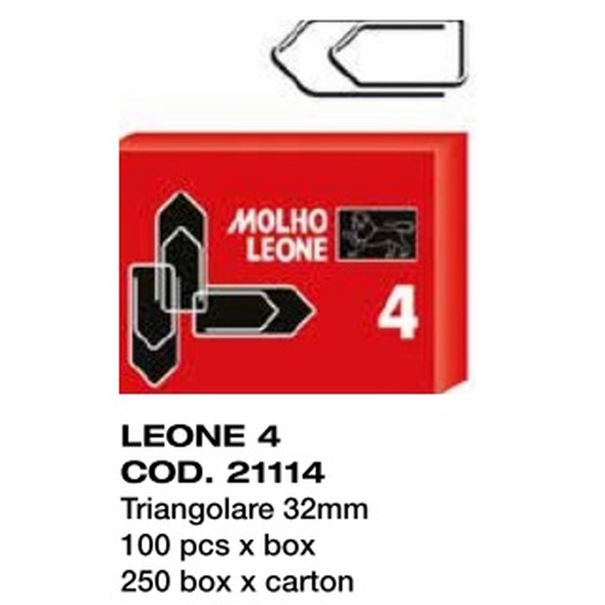 Molho leone - fermagli zincati n. 4 triangolare 32 mm - 100 pz