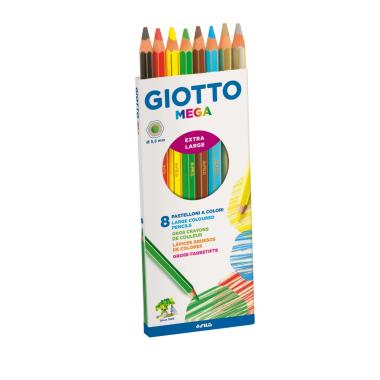 Giotto mega - mina Ø 5,5 mm -  astuccio 8 pz - 6 colori + oro e argento