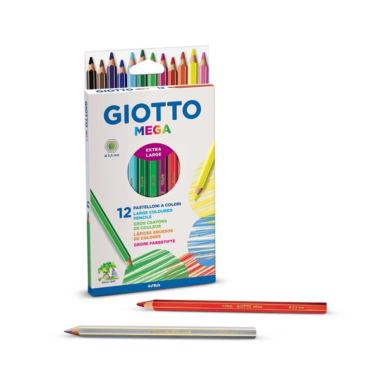 Pastelli giotto mega - Ø 5,5 - 12 pz (10 colori + oro e argento)