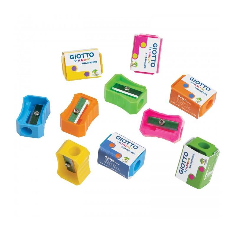 Giotto stilnovo sharpener - temperamatite in plastica a 1 foro standard - colori fluo - formato 30 x 20 x 15 mm
