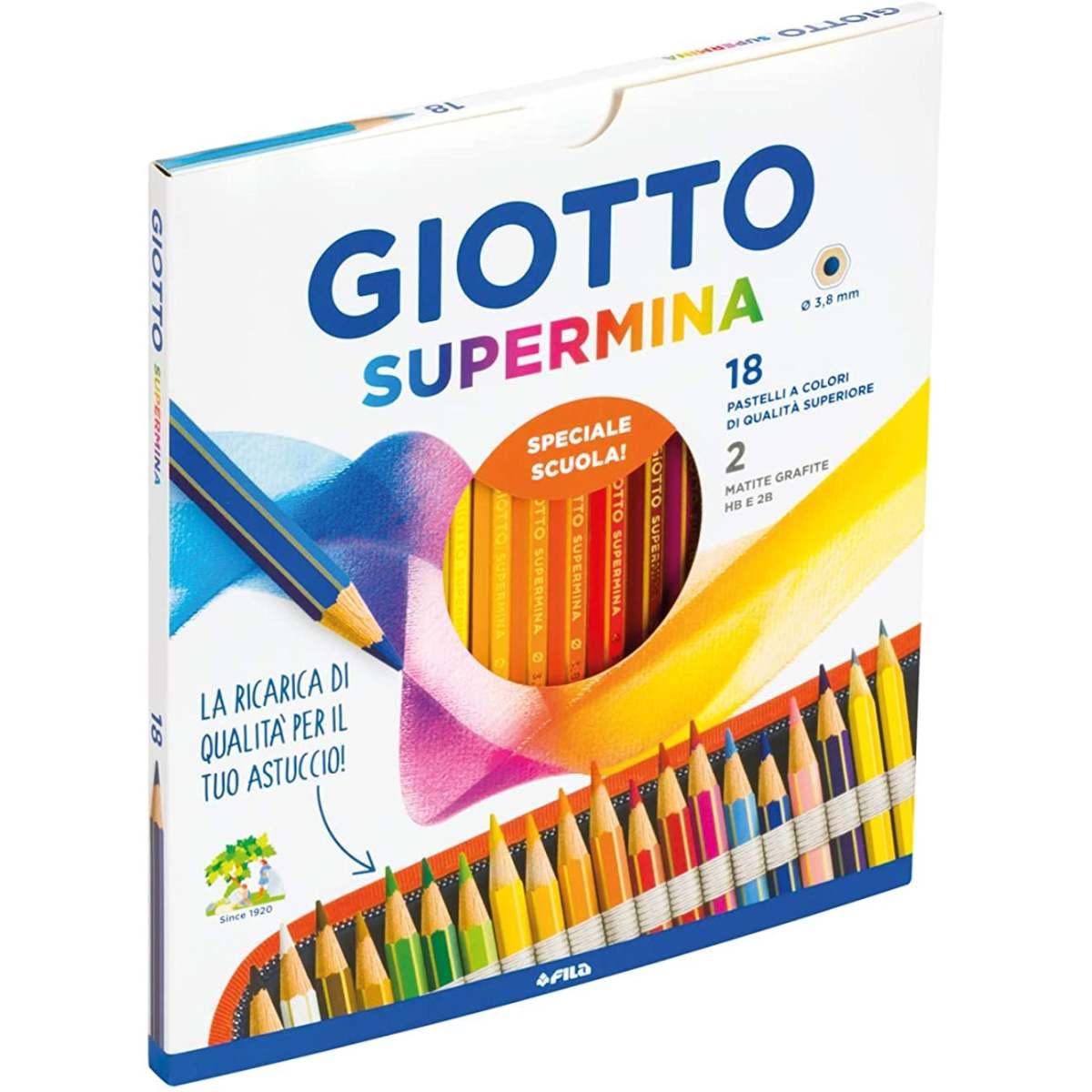 Giotto supermina - pastelli Ø 3,8 mm  18 pz + 2 matite lyra themagraph hb e 2b