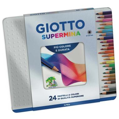 Giotto supermina - scatola metallo da 24 pastelli colorati mina da 3,8 mm