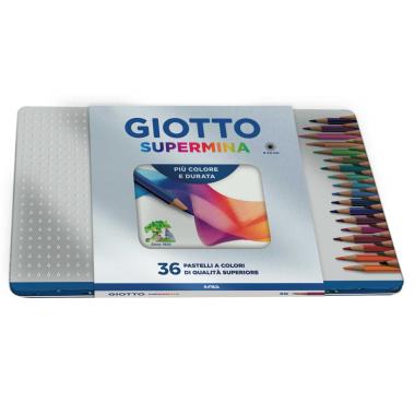 Giotto supermina - scatola metallo da 36 pastelli colorati mina 3,8 mm