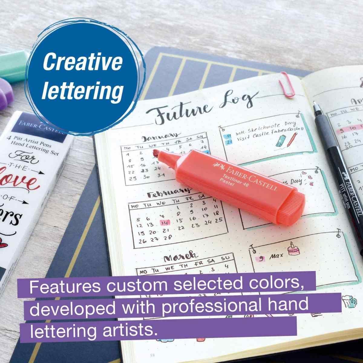 Faber-castell - hand lettering set - 4 pitt artist pens - for the love of letters