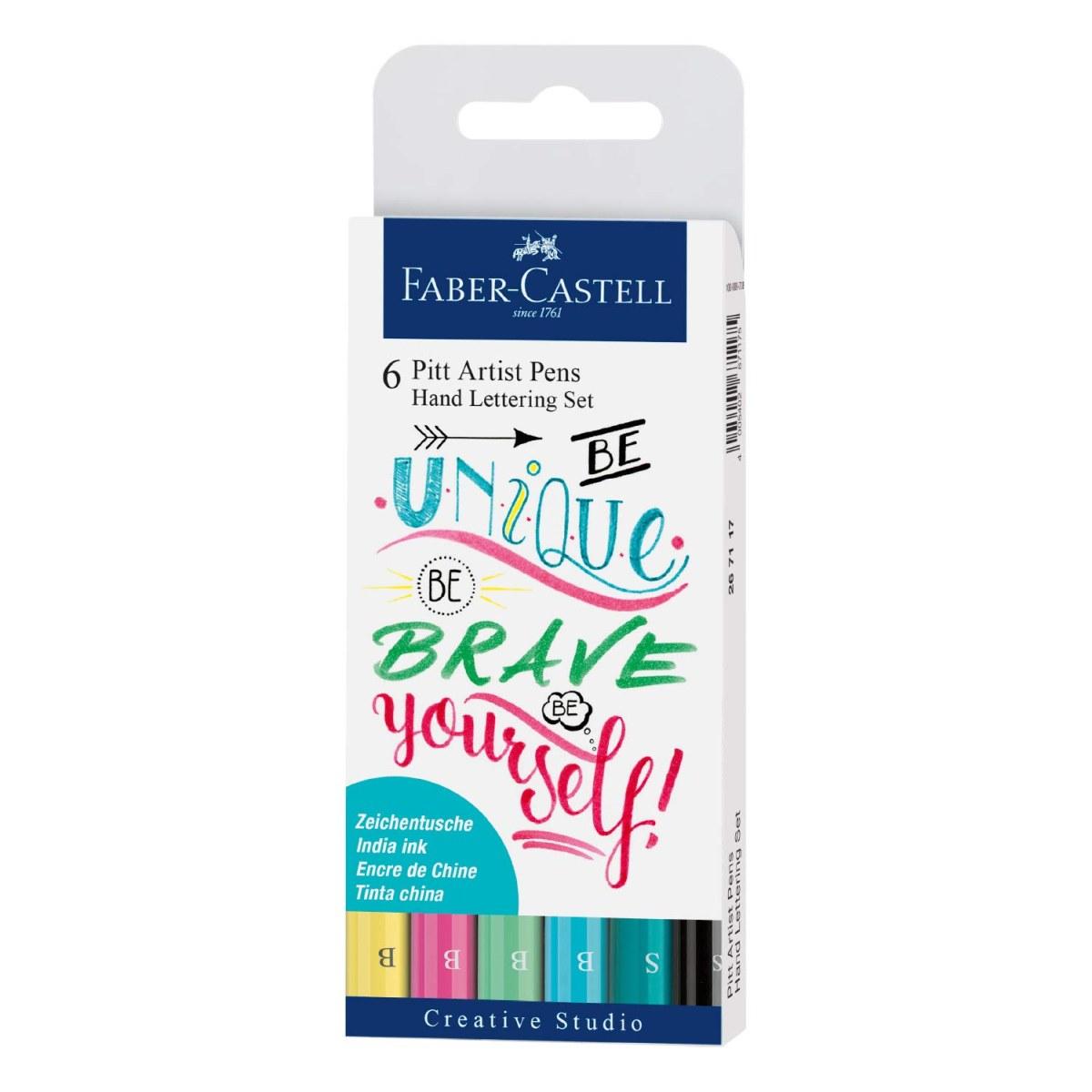Faber-castell hand lettering set - 6 pitt artist pens - be unique, be brave, be yourself!