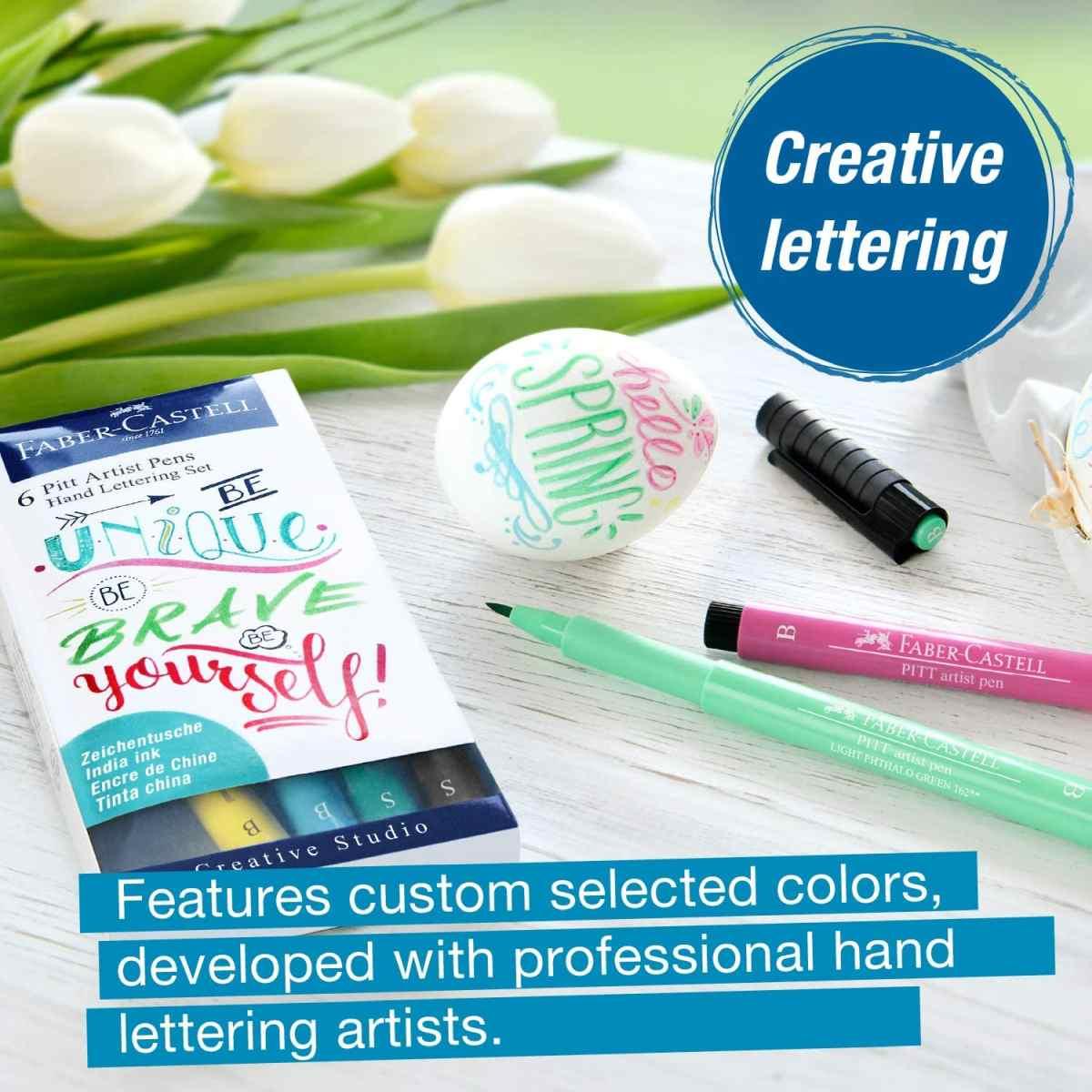 Faber-castell hand lettering set - 6 pitt artist pens - be unique, be brave, be yourself!
