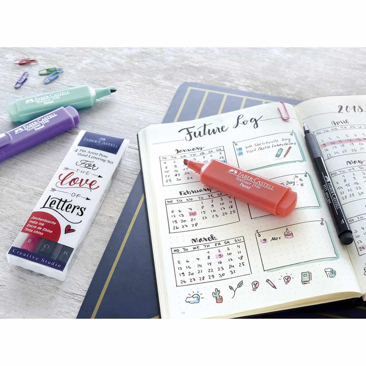 Faber-castell hand-lettering set - 6 pitt artist pens - be bold, be italic, but never be regular