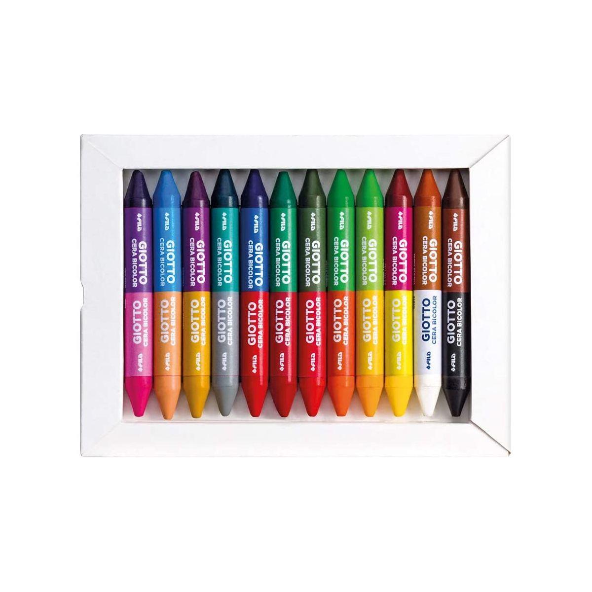 Giotto cera bicolor - pastelli a cera bicolore 12 pz (12 pastelli = 24 colori) - formato maxi diametro 11 mm