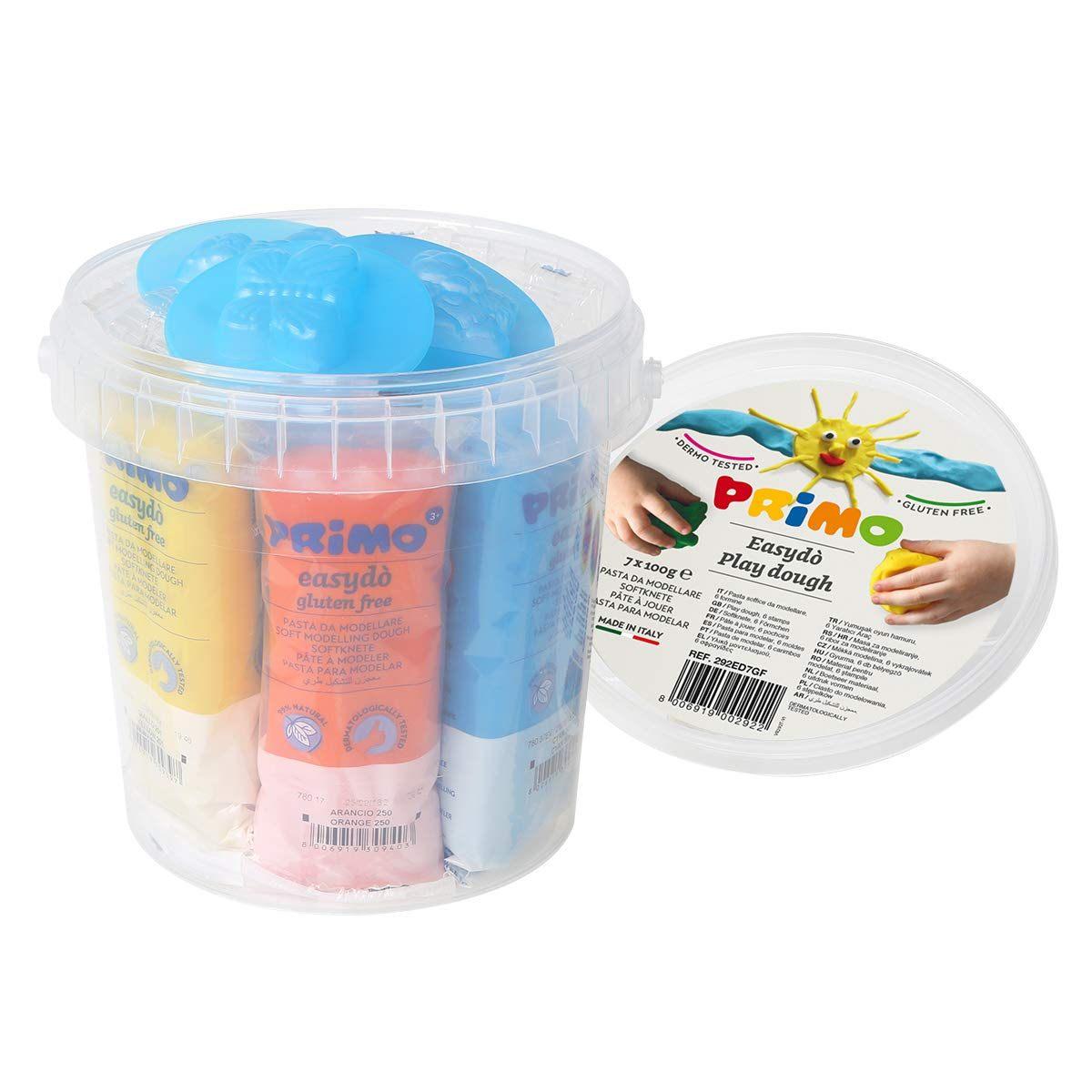 Primo easydo' gluten free - secchiello grande di pasta soffice da modellare con 7 panetti da 100 gr e formine