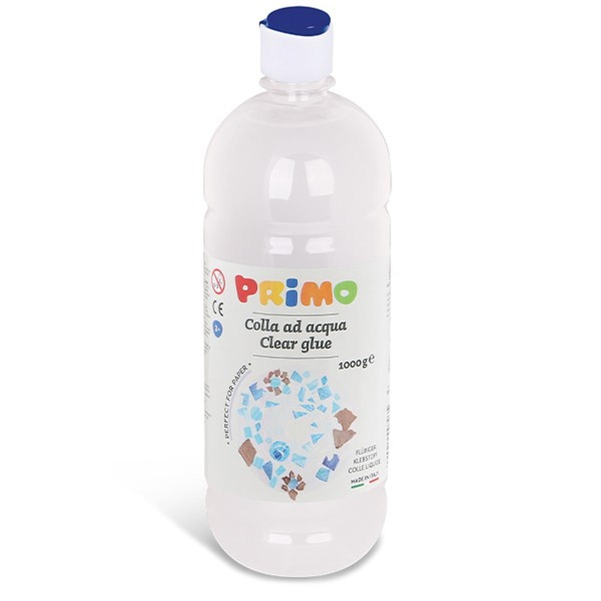 Primo - colla ad acqua trasparente - bottiglia 1000 ml con tappo dosatore