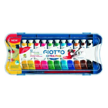Tubo tempera giotto extra fine - 12 ml - 12 colori + 1 pennello