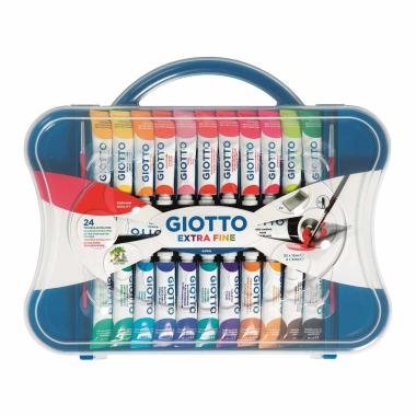 Tubo tempera giotto extra fine - 12 ml - 24 colori + 2 pennelli