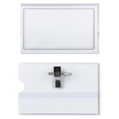 Lebez - portabadge con spilla e clip metallo - 90 x 55 m