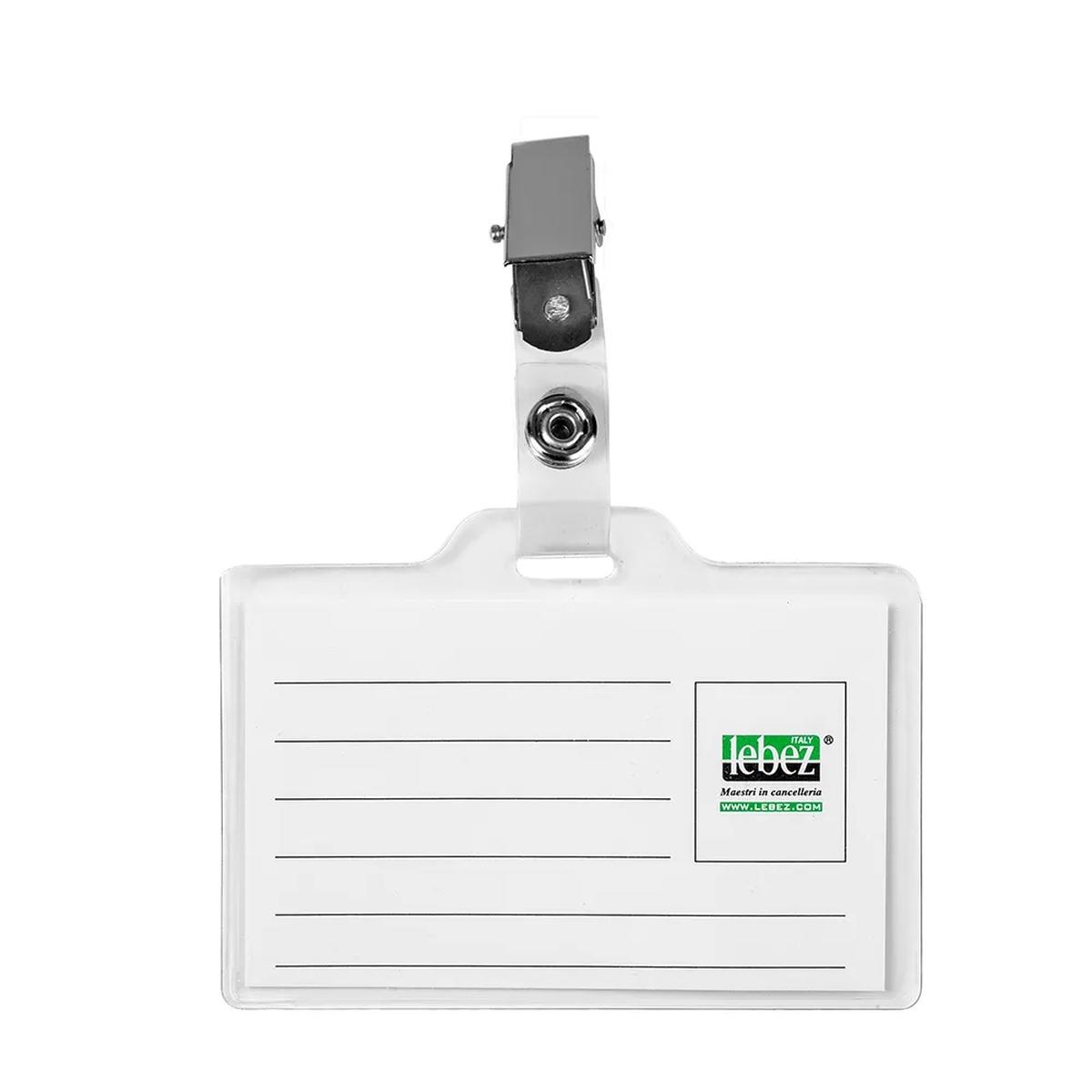 Lebez - portabadge con clip in metallo - 93 x 60 mm