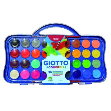 Giotto acquerelli diametro 3 0mm - confezione 36 colori + 2 pennelli