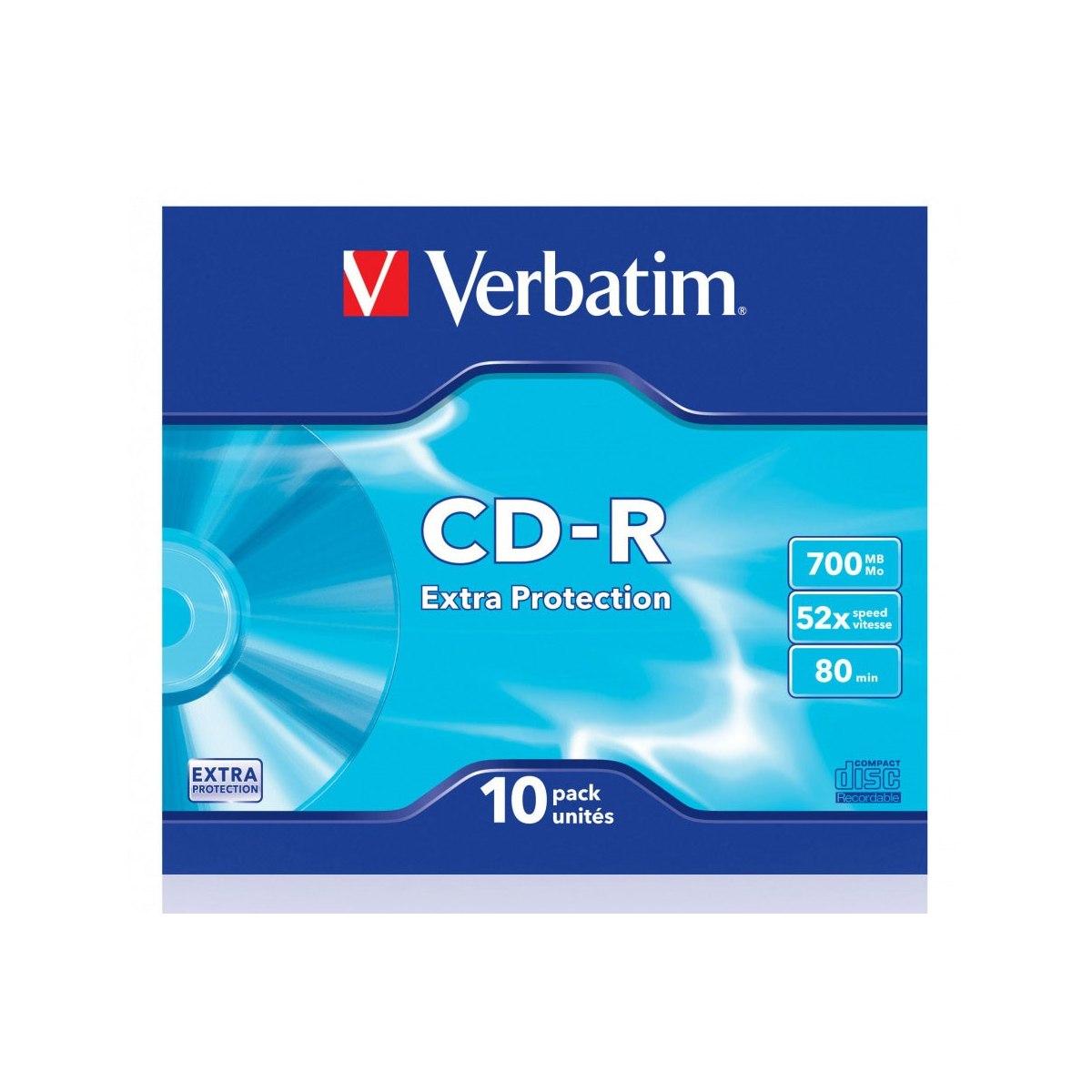 Verbatim - cd-r 700mb con velocit 52x e durata 80min - slim case