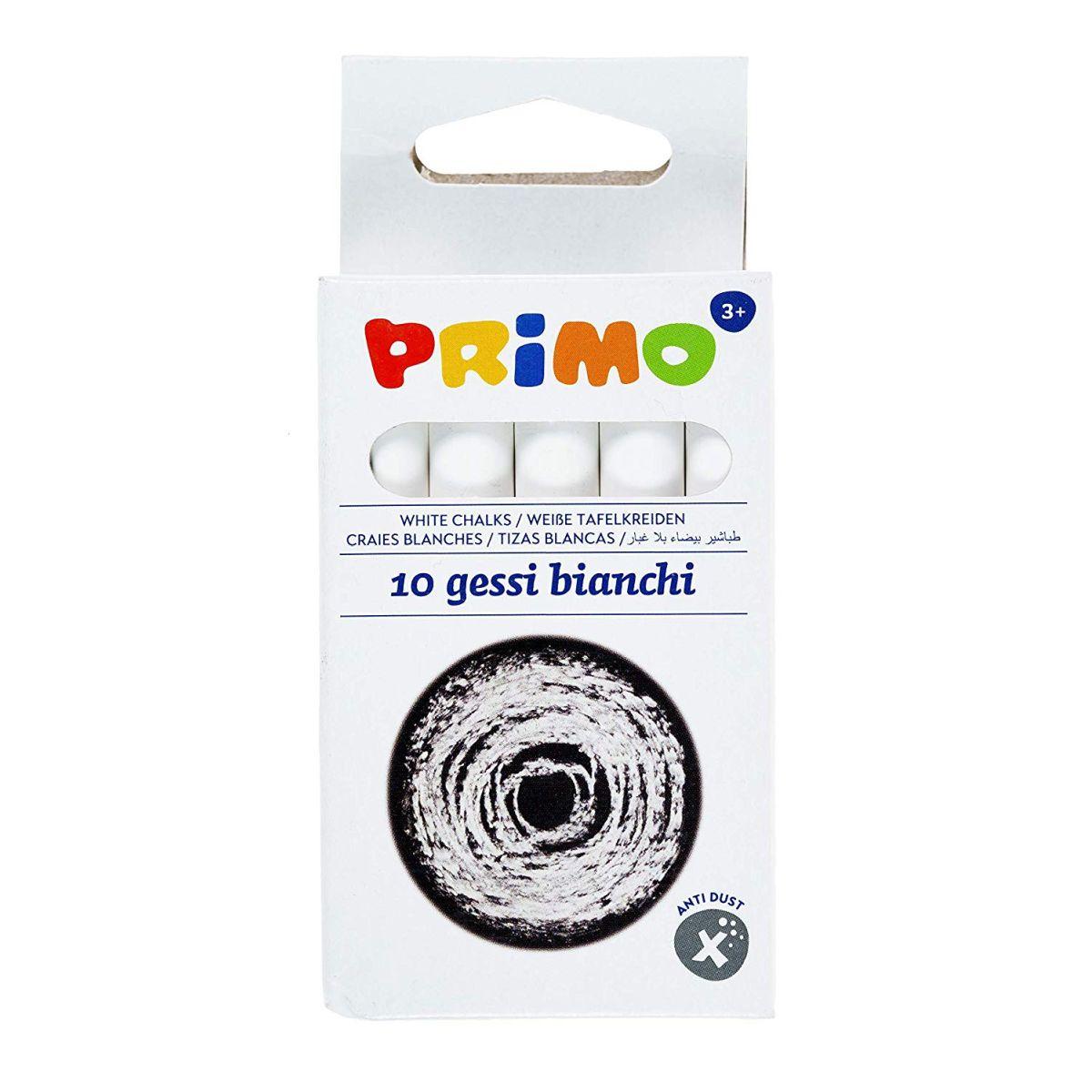Primo - gessetti bianchi rotondi non polverosi - confezione da 10 pz
