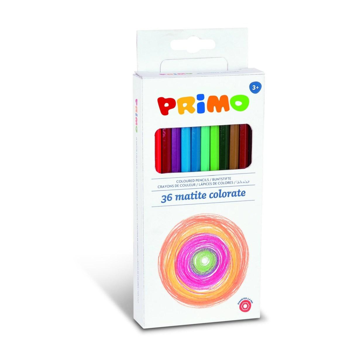 Primo - matite colorate esagonali laccate 2,9mm - scatola cartone da 12 colori.