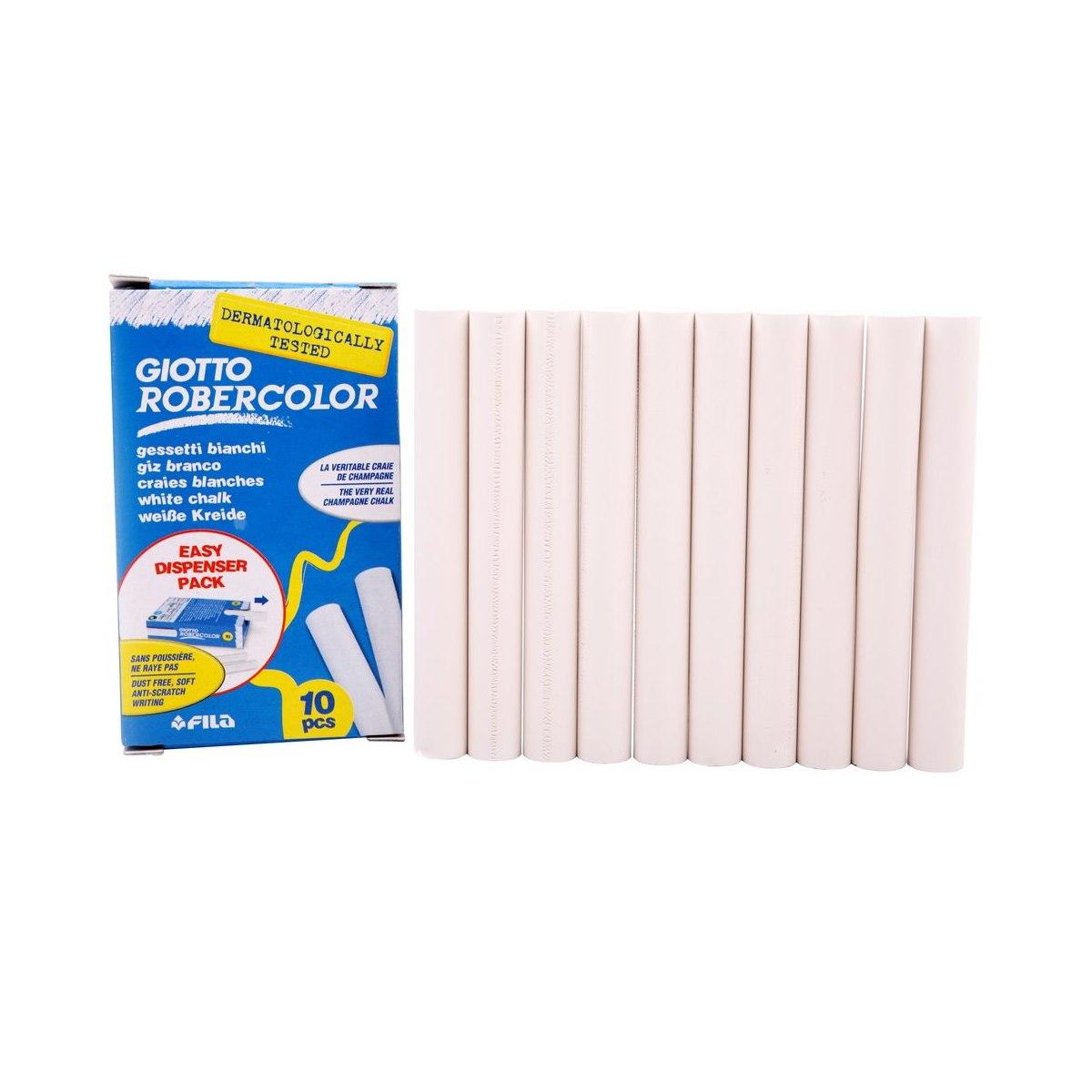 Giotto robercolor - gessi bianchi - Ø 10 mm - 80 mm lungh - astuccio 10 pz