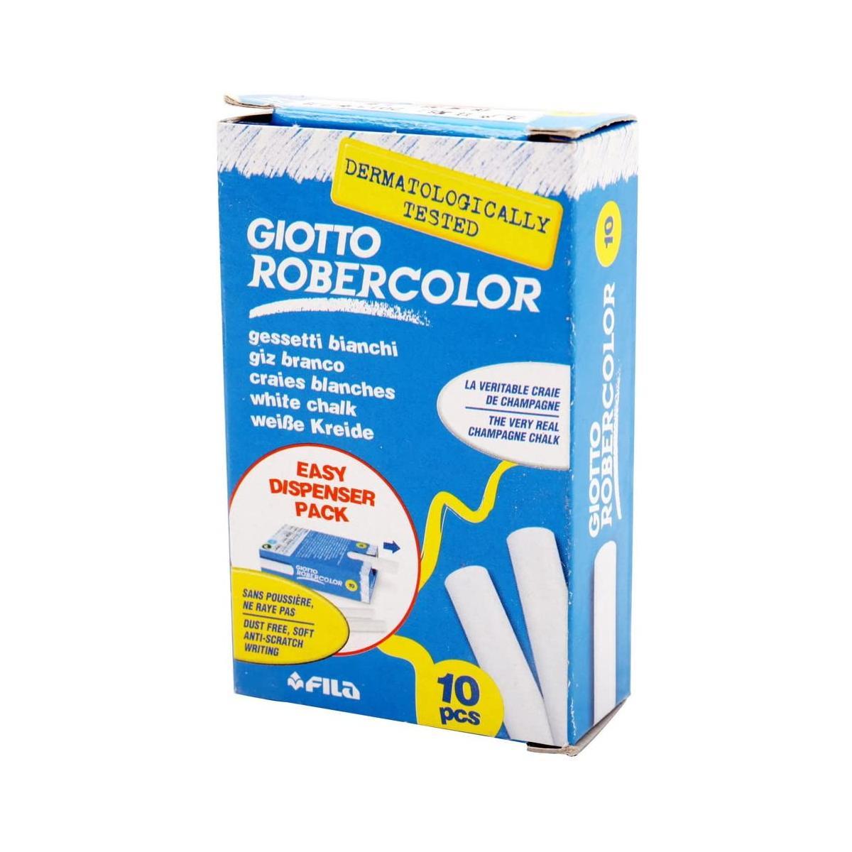 Giotto robercolor - gessi bianchi - Ø 10 mm - 80 mm lungh - astuccio 10 pz