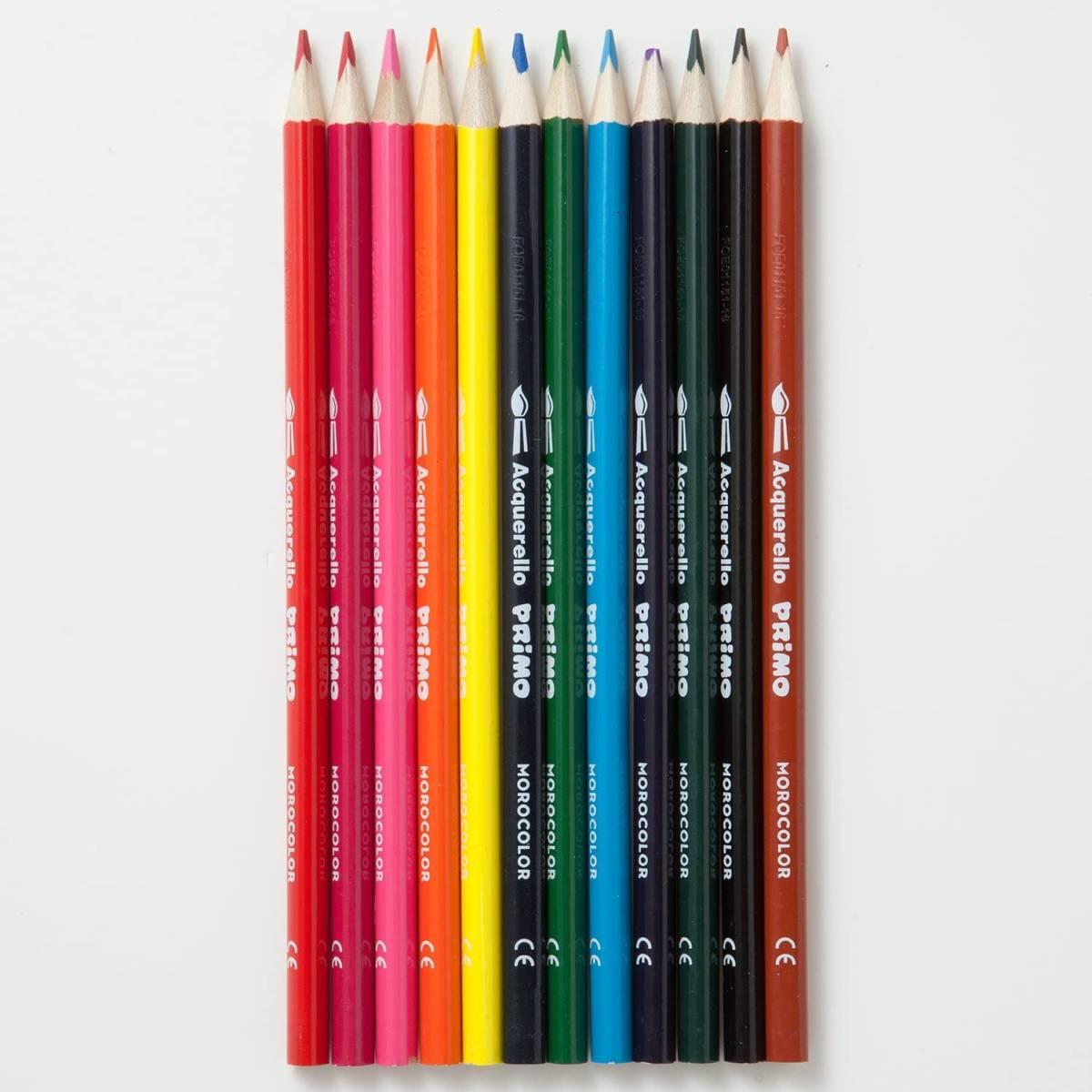 Primo - matite colorate acquerellabili triangolari laccate 2,9mm - confezione da 12 colori.